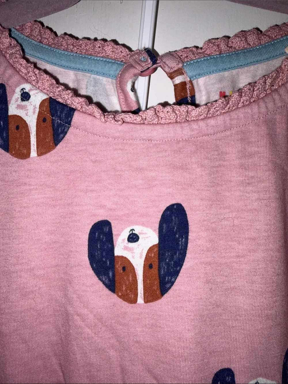 Mini Boden dog tunic dress navy blue leggings, girls 11 12